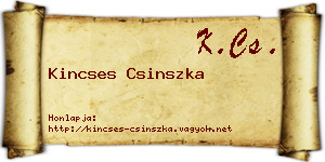 Kincses Csinszka névjegykártya